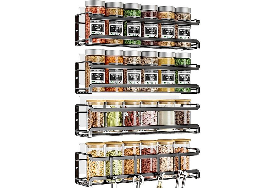 NUODWELL Gewürzregal Wand 4er Metall Gewürz Organizer, Selbstklebend Ohne B günstig online kaufen