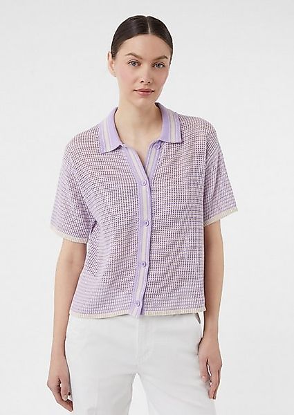 comma casual identity Strickjacke Luftiger Kurzarm-Cardigan mit Polokragen günstig online kaufen