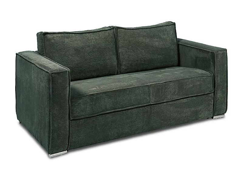 Schlafsofa mit Matratze 3-Sitzer - Cord - Tannengrün - Liegefläche mit Latt günstig online kaufen