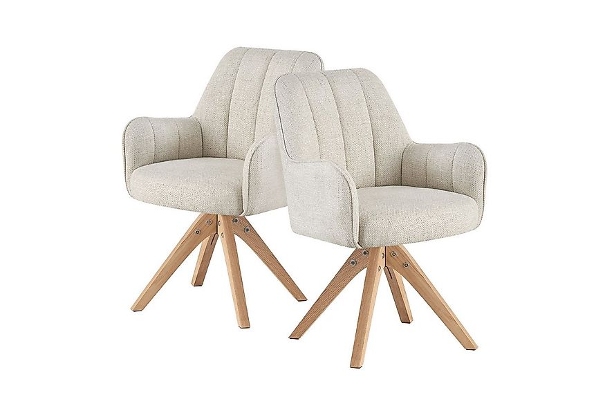 DUBI Möbel Polsterstuhl THOMAS-FINA, 360° drehbar Massivholz Eiche Natur 2e günstig online kaufen