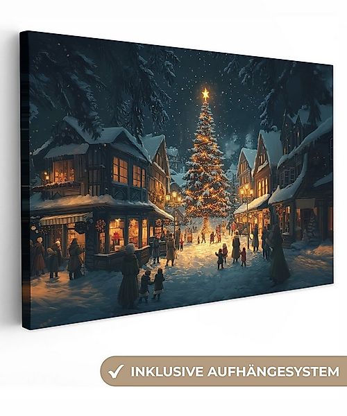 OneMillionCanvasses® Leinwandbild Weihnachtsfeier - Dorf - Dunkelheit, Foto günstig online kaufen