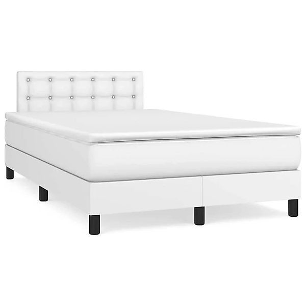 vidaXL Boxspringbett mit Matratze & LED Weiß 120x190 cm Kunstleder 3270136 günstig online kaufen