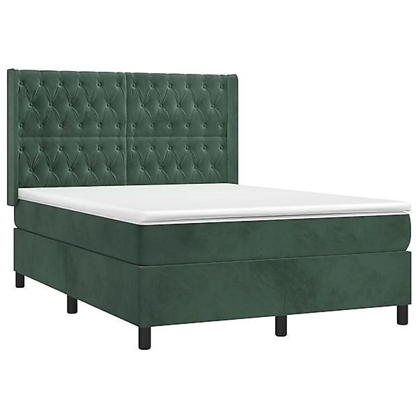 vidaXL Boxspringbett mit Matratze & LED Dunkelgrün 140x190 cm Samt 3139742 günstig online kaufen