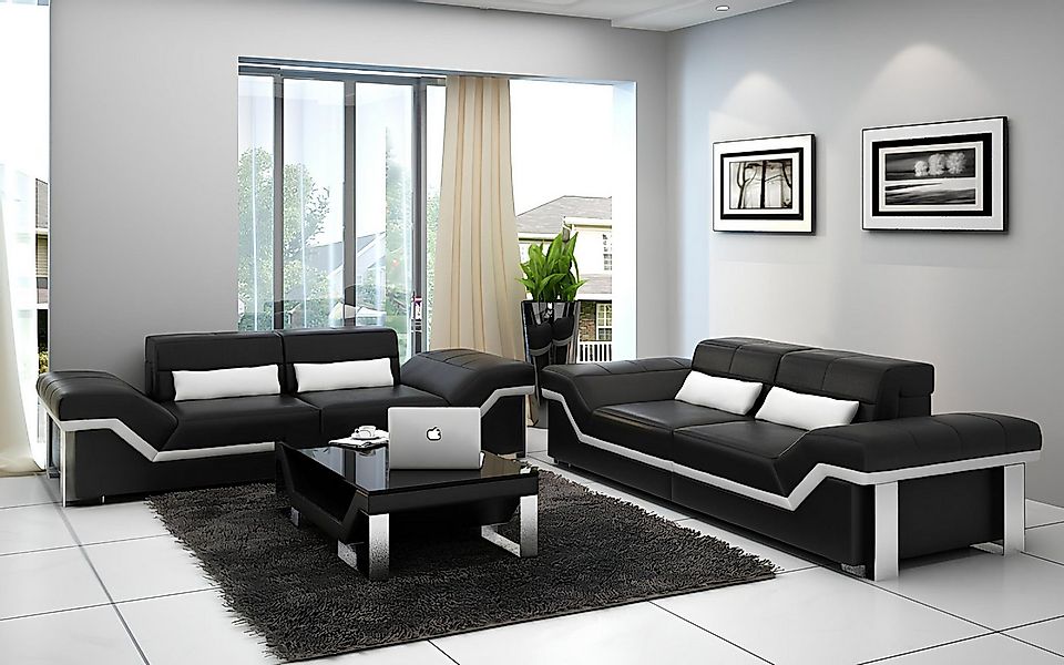 JVmoebel Sofa Ledersofa Sofa mit USB Wohnlandschaft 3+3 Garnitur Design Mod günstig online kaufen