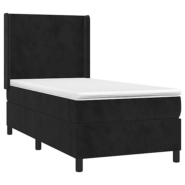 vidaXL Boxspringbett mit Matratze & LED Schwarz 90x200 cm Samt 3139423 günstig online kaufen