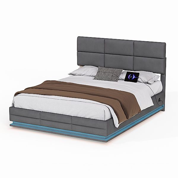 OKWISH Polsterbett Doppelbett Stauraumbett mit Lattenrost günstig online kaufen