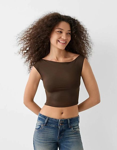 Bershka Ärmelloses, Asymmetrisches Shirt Damen M Braun günstig online kaufen