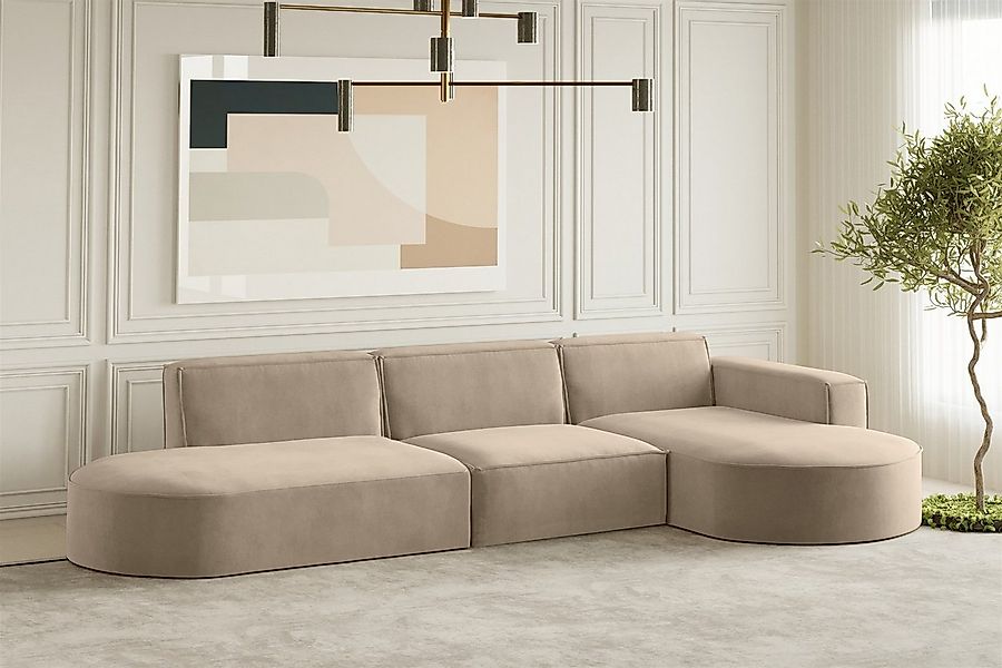 Fun Möbel Ecksofa Designersofa PALMA mit Ottomane in Stoff Noel oder Scala, günstig online kaufen