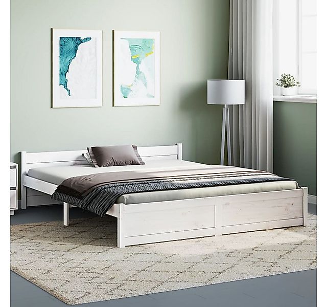 vidaXL Bett, Massivholzbett Weiß 160x200 cm günstig online kaufen