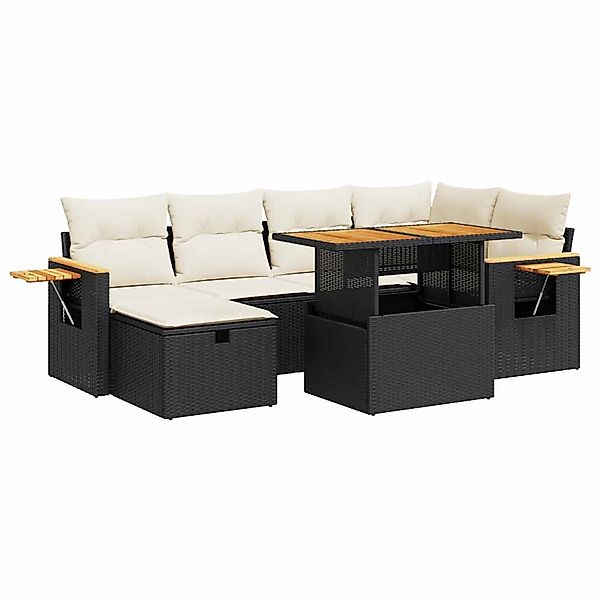 vidaXL 8-Tlg Garten-Sofagarnitur mit Kissen Schwarz Poly Rattan 3328134 günstig online kaufen