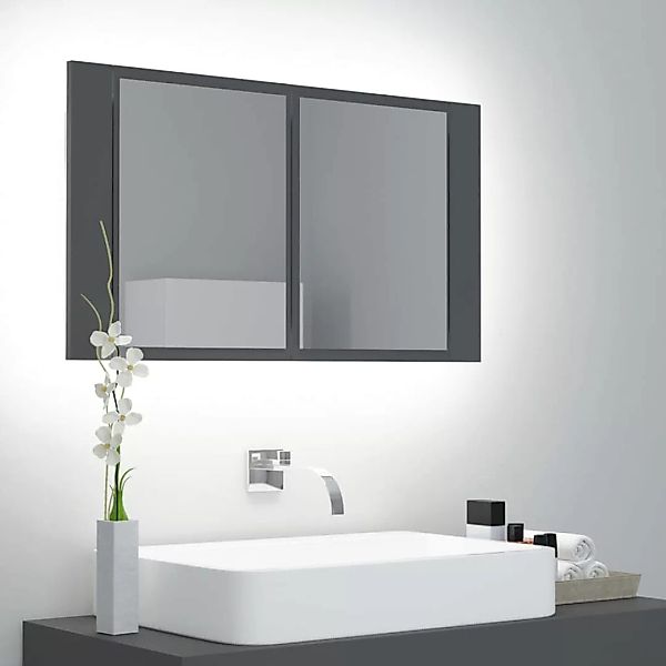 Led-bad-spiegelschrank Grau 80x12x45 Cm günstig online kaufen