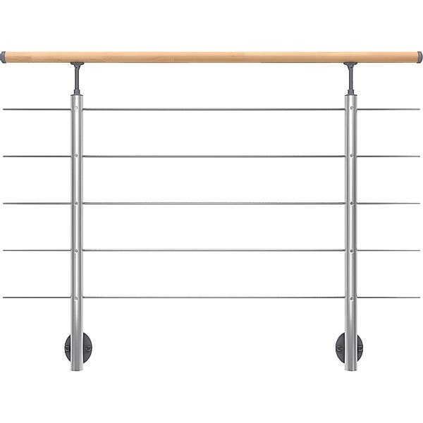 Dolle Geländerset Aluminium 150 cm Wandmontage mit Buche-Handlauf günstig online kaufen