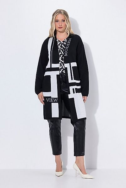 Ulla Popken Strickjacke Long-Strickjacke Jacquardstrick V-Ausschnitt günstig online kaufen