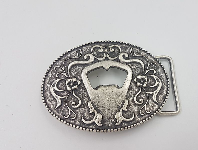 Pezzo D'oro Gürtelschnalle Wechselgürtel-Schnalle mit Flaschenöffner Altsil günstig online kaufen