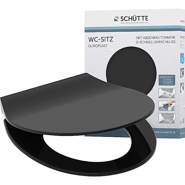 Schütte WC-Sitz Duroplast Slim Black mit Absenkautomatik und Schnellverschl günstig online kaufen