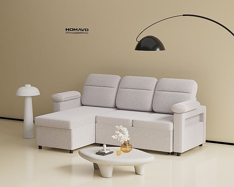 HOMAVO Ecksofa HOMAVO Schlafsofa, B: 200 cm, Liegefl. 130x200 cm günstig online kaufen