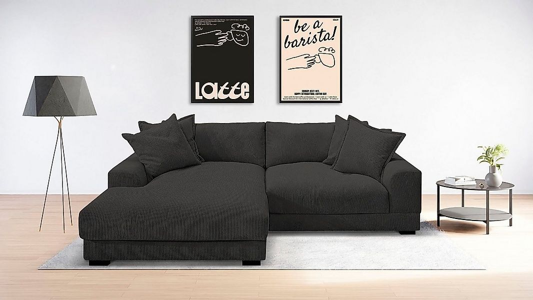 TRENDMANUFAKTUR Ecksofa "Zinal, aktuelles Design, mit 4 Zierkissen,", mit e günstig online kaufen