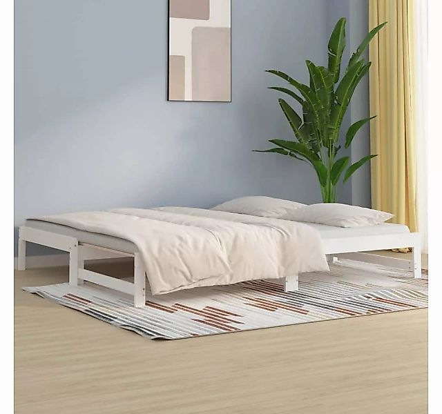 vidaXL Bett Tagesbett Ausziehbar Weiß 2x(90x190) cm Massivholz Kiefer günstig online kaufen