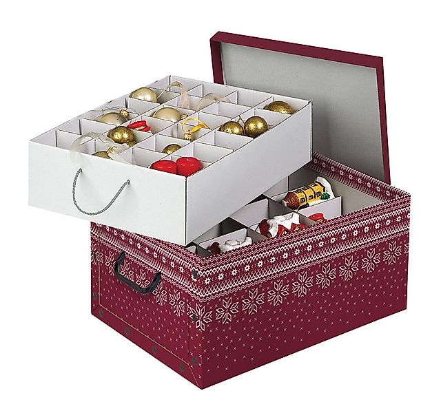 Kreher Aufbewahrungsbox Karton für Christbaumkugeln, Dekor: 'Red Snowflake' günstig online kaufen