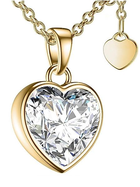 Amoonic Herzkette Halskette Damen Silber 925 Frauen Kette mit Zirkonia Herz günstig online kaufen