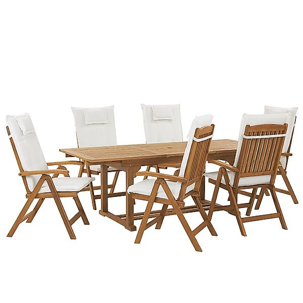 Beliani Gartentisch Set JAVA Cremeweiß 90x220x105 günstig online kaufen