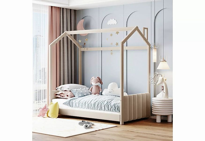 REDOM Kinderbett Hausbett Polsterbett (hautfreundlicher Samtstoff 90*200 cm günstig online kaufen