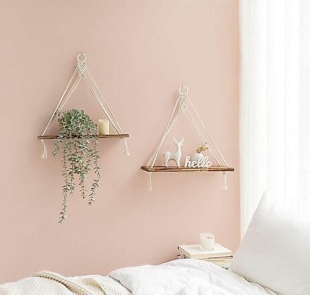 Coonoor Wanddekoobjekt Wandregal, Boho Makramee Holzregal günstig online kaufen