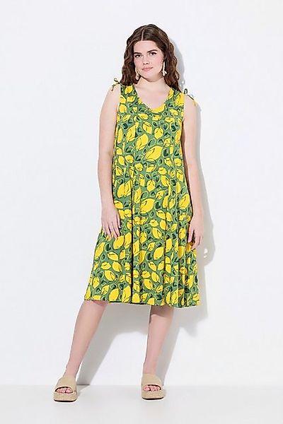 Ulla Popken Jerseykleid Midikleid Jersey Zitronen V-Ausschnitt ärmellos günstig online kaufen