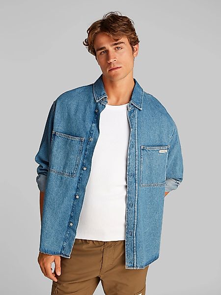 Calvin Klein Jeans Jeanshemd "RELAXED DENIM SHIRT", in mittelblauer Waschun günstig online kaufen