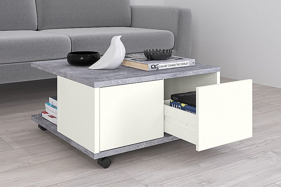 FMD Couchtisch Twin, Schubladen als Push-to-open, viel Staur., mit Rollen, günstig online kaufen