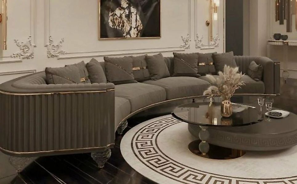 Casa Padrino Sofa Casa Padrino Luxus Art Deco 4er Sofa Dunkelgrau / Gold 40 günstig online kaufen