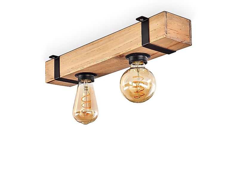 hofstein Deckenleuchte Deckenlampe aus Metall/Holz in Schwarz/Natur, ohne L günstig online kaufen