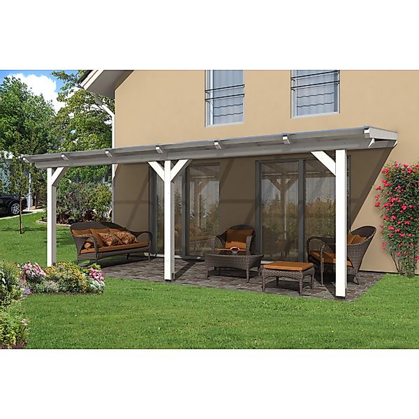 Skan Holz Terrassenüberdachung Andria 648 x 300 cm Leimholz Weiß günstig online kaufen