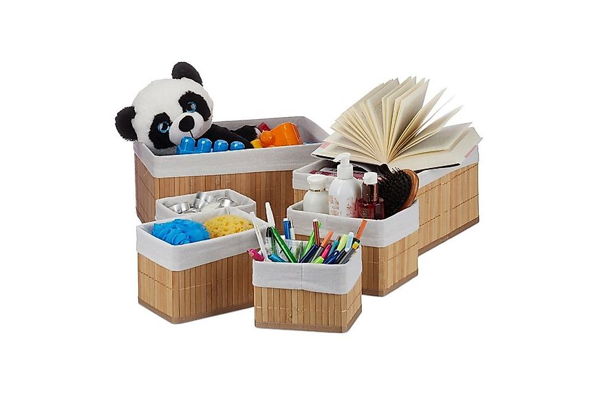 relaxdays Aufbewahrungskorb Bambus 6er Set, natur günstig online kaufen