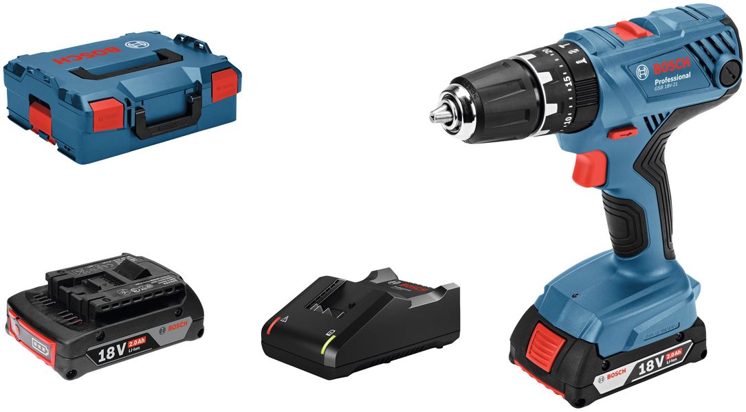 Bosch Professional Akku-Schlagbohrschrauber GSB 18 V-21 inkl. 2 Akkus & L-B günstig online kaufen