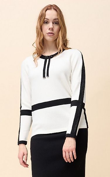Passioni Strickpullover mit Streifendetails aus Strassstreifen günstig online kaufen