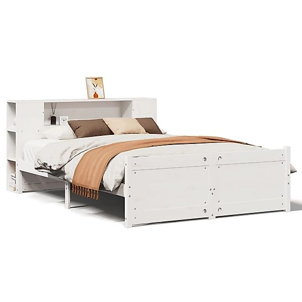vidaXL Massivholzbett mit Regal ohne Matratze Weiß 150x200 cm Kiefer 332244 günstig online kaufen