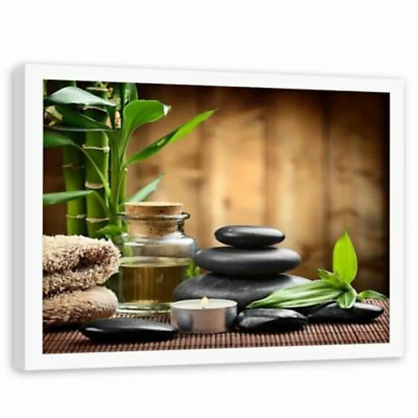 FEEBY® Kunst Zen Black Stones und Bamboo Leinwandbilder bunt Gr. 60 x 40 günstig online kaufen