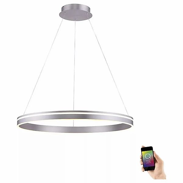 Q-Smart LED Pendelleuchte Q-Vito in Silber tunable white inkl. Fernbedienun günstig online kaufen
