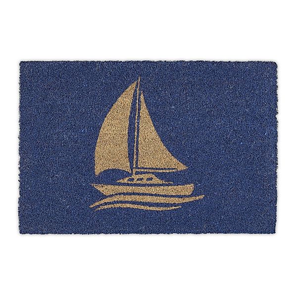 relaxdays Fußmatte mit Segelschiff blau, Höhe: günstig online kaufen