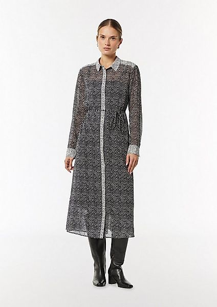 comma Maxikleid Kleid Chiffon-Kleid mit Hemdkragen und Bindeband günstig online kaufen