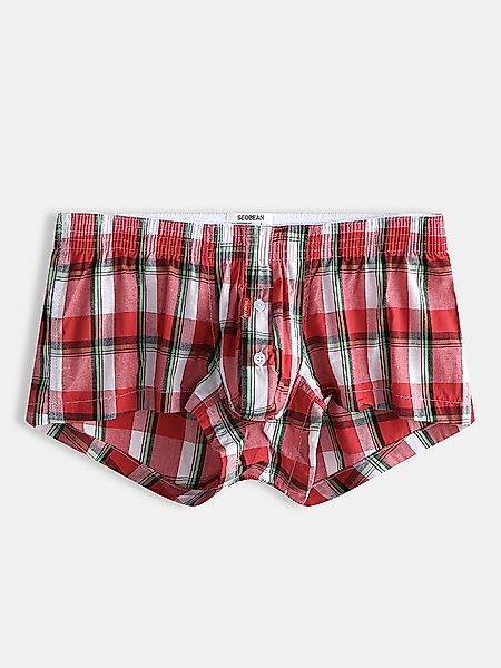 Herren Plaid Boxershorts Sexy Buttons Down Pouch Dünne atmungsaktive Lounge günstig online kaufen