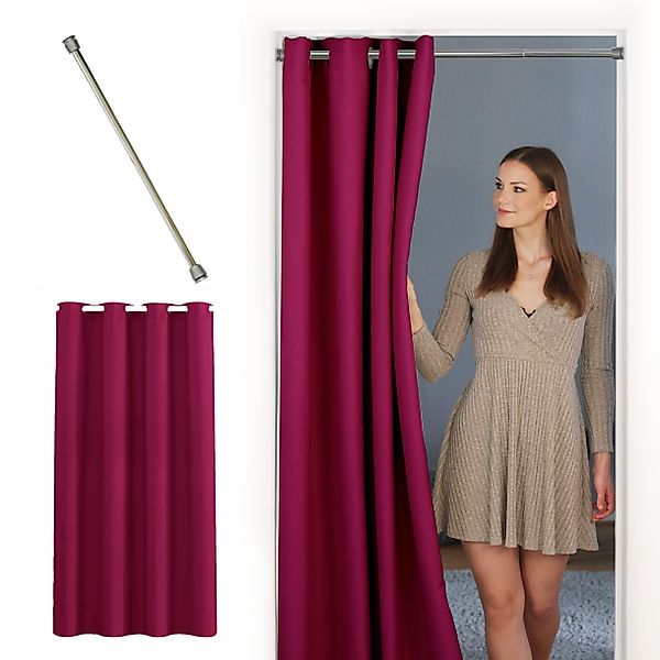 tinycurtains Türvorhang mit Stange silber 70-120 günstig online kaufen