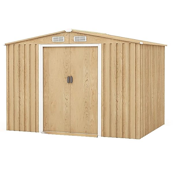 Costway Gerätehaus Metall Geräteschuppen Natur 259x196x184 cm günstig online kaufen