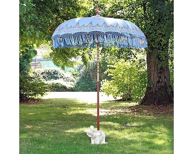 Oriental Galerie Sonnenschirm Bali-Sonnenschirm Blau Gold Bemalung 180 cm F günstig online kaufen