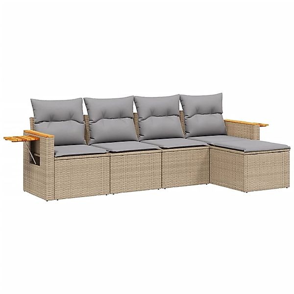 vidaXL 5-Tlg Garten-Sofagarnitur mit Kissen Beige Poly Rattan 3226759 günstig online kaufen