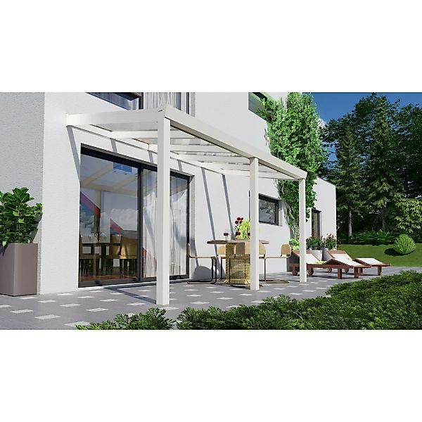 Terrassenüberdachung Professional 400 cm x 200 cm Weiß Glas günstig online kaufen