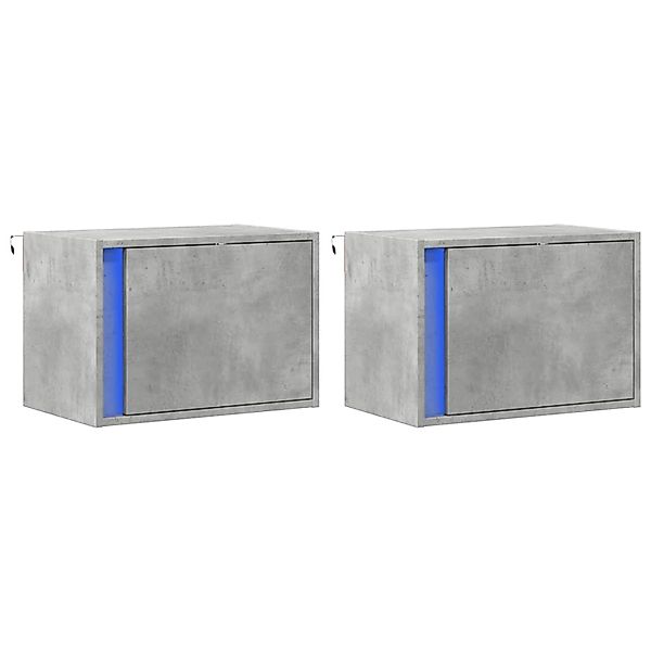 vidaXL Wand-Nachttische mit LED-Leuchten 2 Stk, Betongrau 852096 günstig online kaufen