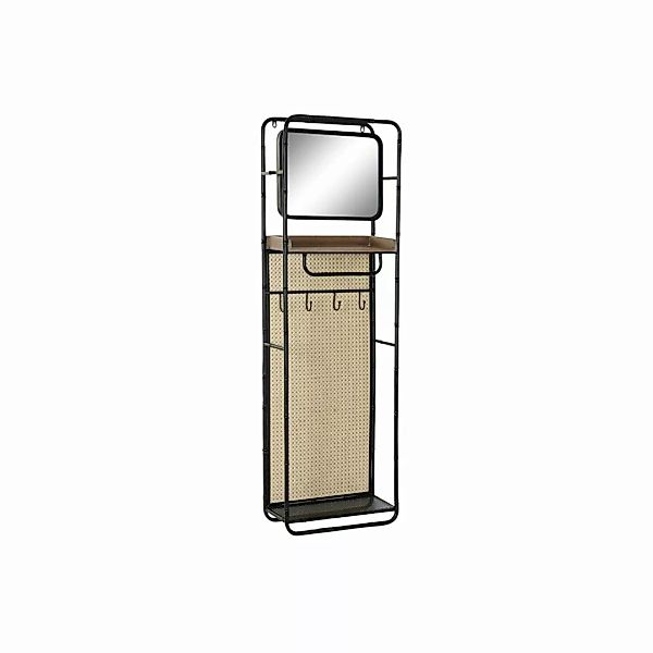 Garderobe Dkd Home Decor Spiegel Schwarz Holz Metall Rattan (48 X 20.5 X 15 günstig online kaufen