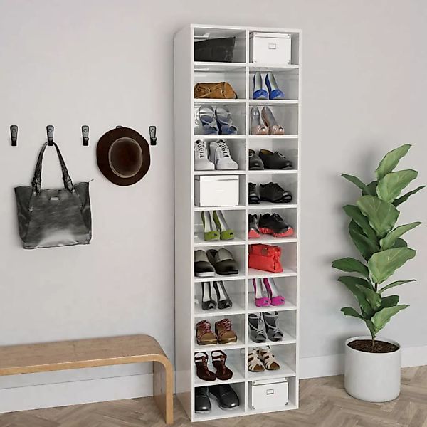 Schuhschrank Hochglanz-weiß 54ã34ã183 Cm Spanplatte günstig online kaufen